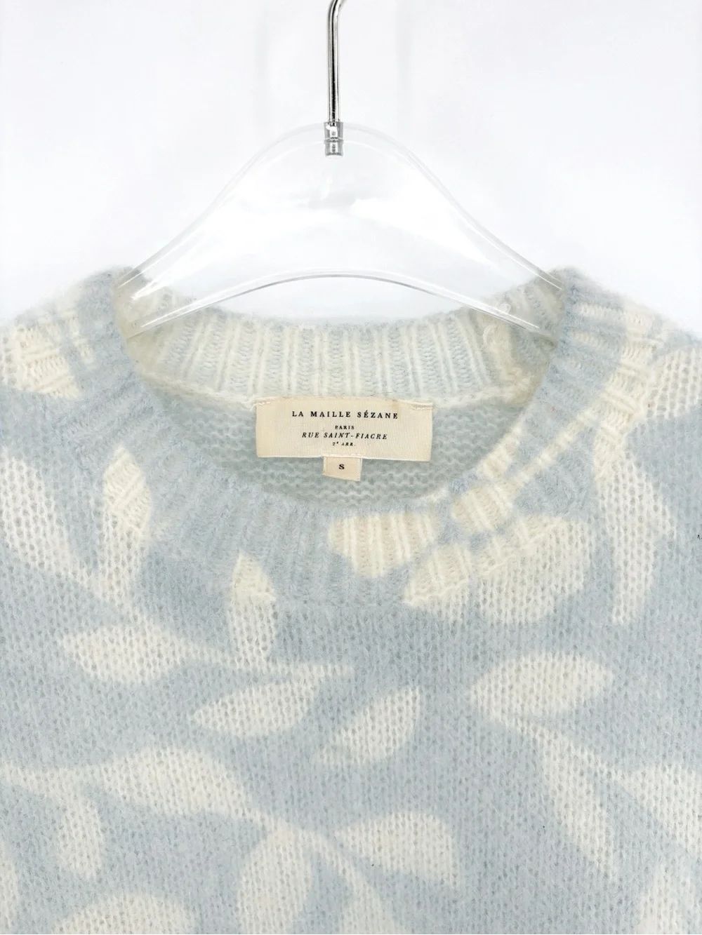 SÉZANE Aurelia Blue Floral Wool Mohair Blend Sweater Jumper S